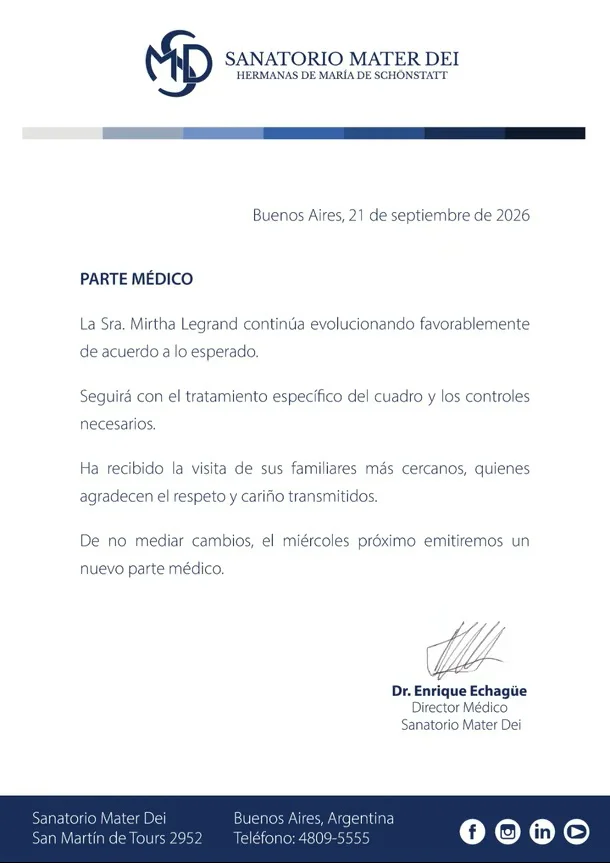 Parte médico Mirta 21092026